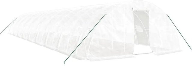 vidaXL Gewächshaus mit Stahlrahmen in Weiß, 90 m², B/L/H: 18 x 5 x 2,3 m - Bild 1
