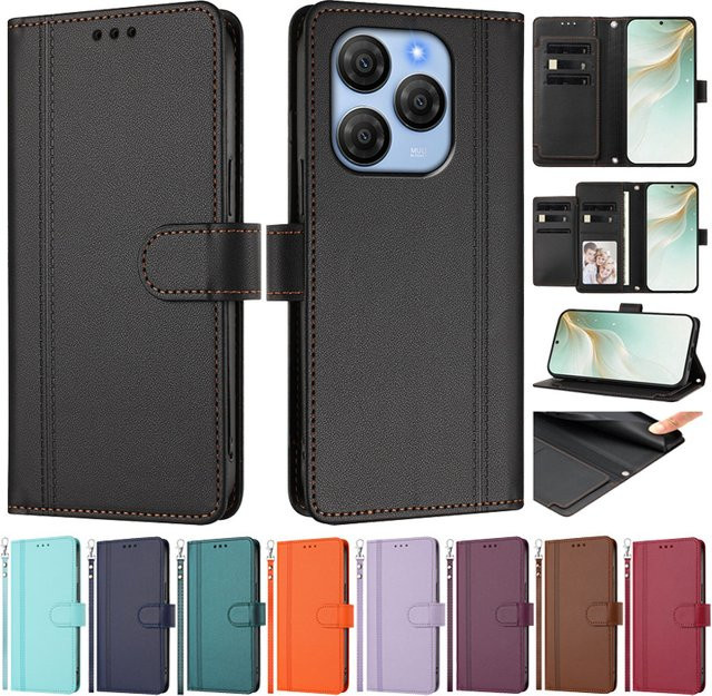 Leder-Flip-Hülle für Blackview Wave 10 9C 8 8C 7C 6C Shark 9 8 6 A53 A52 Pro – Luxuriöse Multi-Karten-Brieftaschenhülle mit 9 Kartenfächern in Schwarz oder Grün - Bild 1