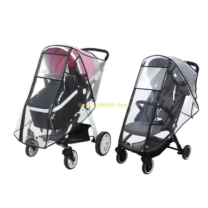 Universeller Kinderwagen-Regenschutz J0MF in Transparent, winddichter Schutzschild mit einfacher Installation - Bild 4