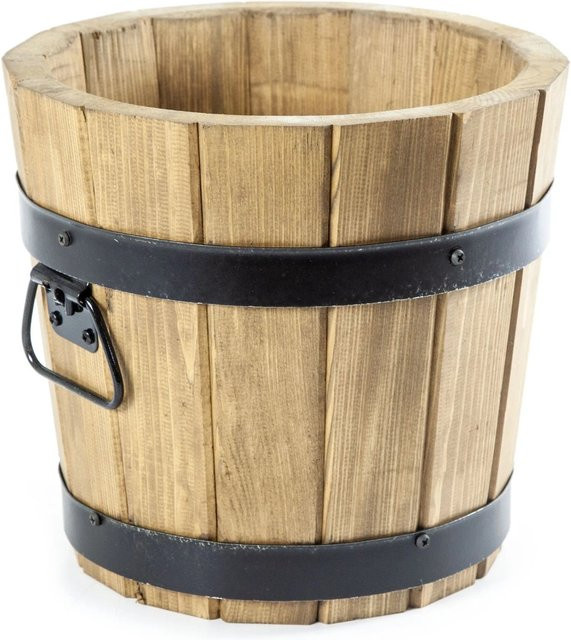 HolzFee Pflanzkübel aus Kiefernholz in Eiche Brown für Garten und Terrasse, Durchmesser: 28 cm, Höhe: 26 cm - Bild 1