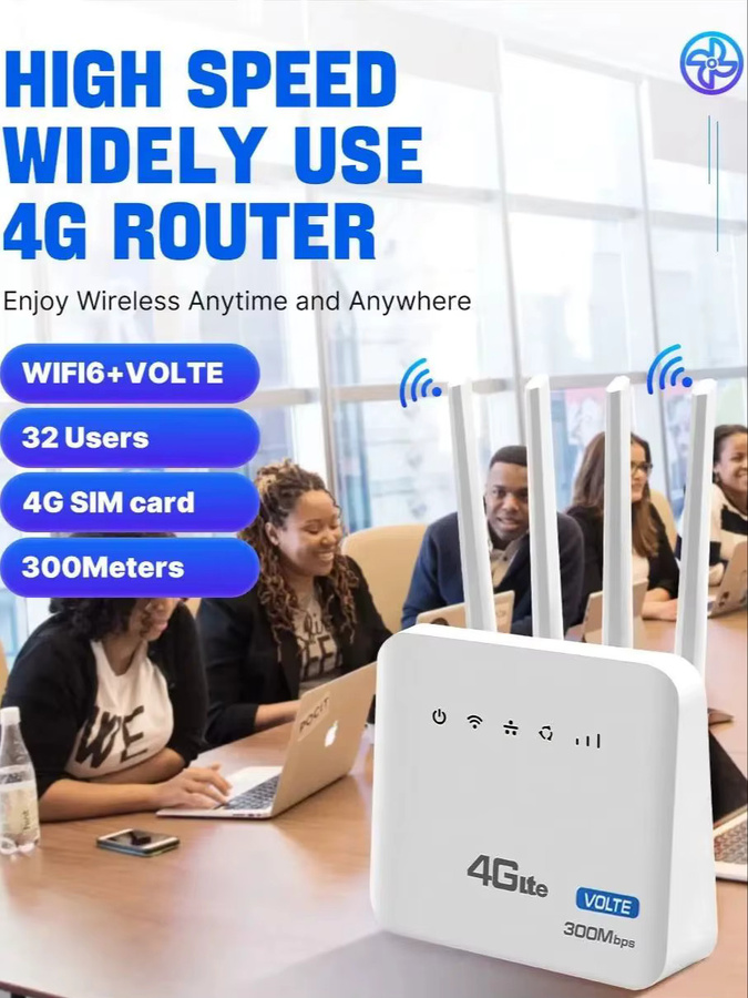 XUNYOU-LINK WiFi 6 4G LTE WLAN-Router mit SIM-Kartensteckplatz und Festnetztelefonanschluss in Weiß - Bild 3