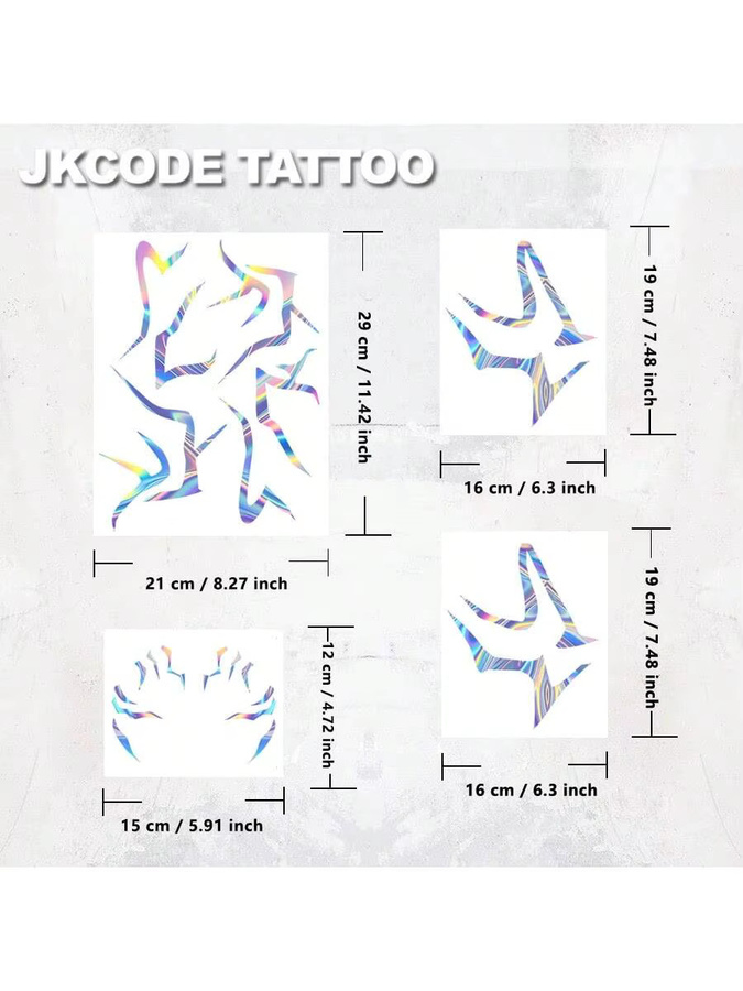 JKCODE TATTOO Holographische Temporäre Tattoos, Wasserfest - Bild 4