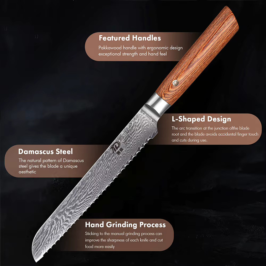 MOSTODOZO 7-Zoll Premium-Brotmesser mit Laserschnitt-Sägezahnung und ergonomischem Griff für Brot, Kuchen und Käse - Bild 4