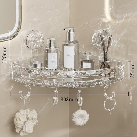 Yiran Furniture Wandmontiertes Eckregal für das Badezimmer als Bohrloser Organizer für Shampoo und Kosmetik