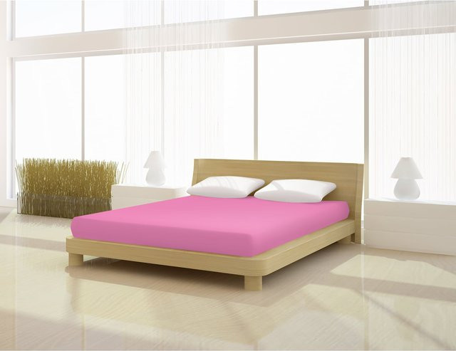 Mr. Sandman Spannbetttuch Classic aus Baumwolle und Elastan, Farbe: Pink, B/T: 140 x 200 cm bis 160 x 220 cm - Bild 1