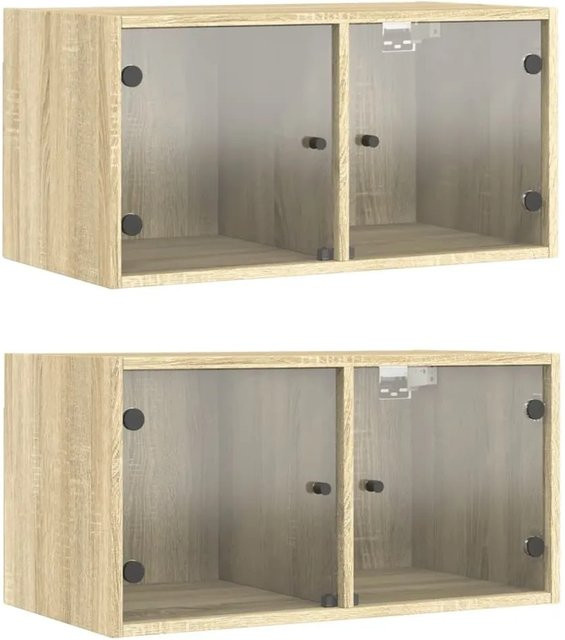 vidaXL Wandschränke mit Glastüren im 2er-Set, Sonoma-Eiche, B/H/T: 68,5 x 37 x 35 cm - Bild 1