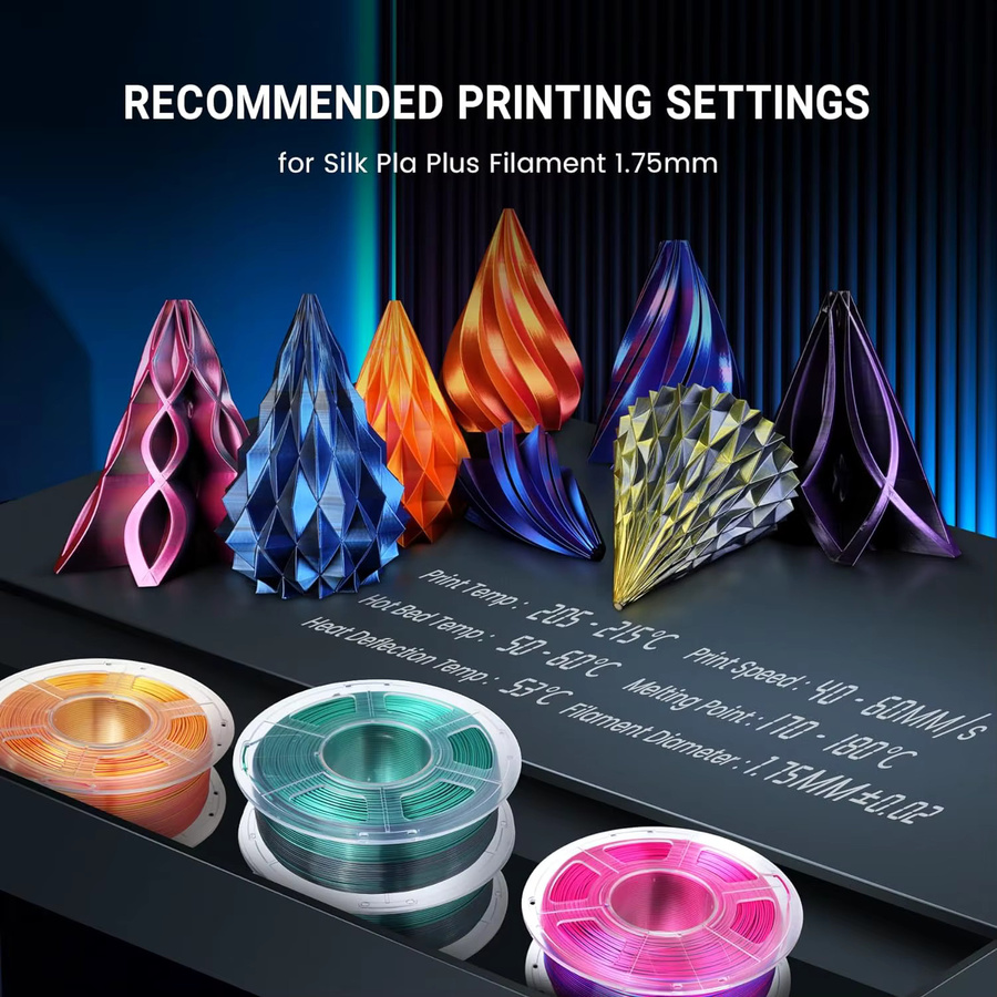 SUNLU Silk PLA PLUS 3D Filament 1.75mm Doppelfarbiges Seiden-PLA+ Farbverlaufsfilament Schwarz-Weiß für FDM 3D Drucker 3kg - Bild 5