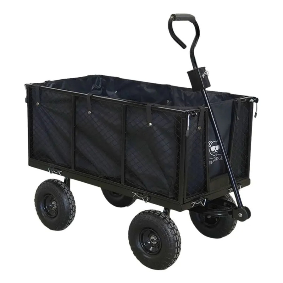 BERLINLODGE Bollerwagen All Black in Schwarz mit Gitterauflage, Volumen: 205 l, Traglast: 550 kg, H x B x T: 96 x 53 x 105 cm - Bild 2