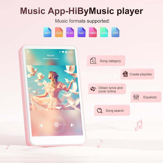 Oilsky M303pro MP3-Player mit Android 9.0, Bluetooth und WLAN, 4,0-Zoll-Display, Farbe: Pink - Bild 1