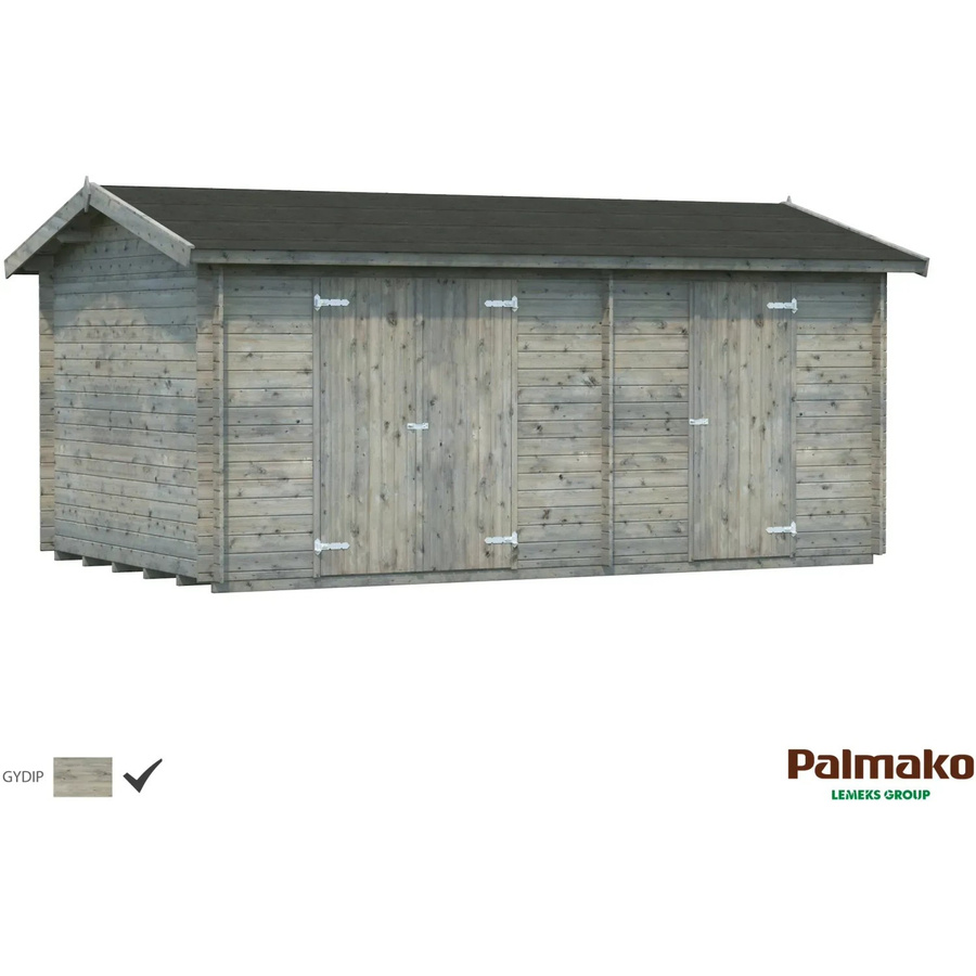 Palmako Jari Blockbohlenhaus aus Fichtenholz in Grau mit Satteldach und Boden B/H/T: 550 x 251 x 300 cm - Bild 2