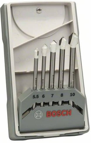 Bosch Fliesenbohrer-Set CYL-9 Ceramic, 5-teilig, Farbe Weiß/Silber, Carbide-Tipped - Bild 1