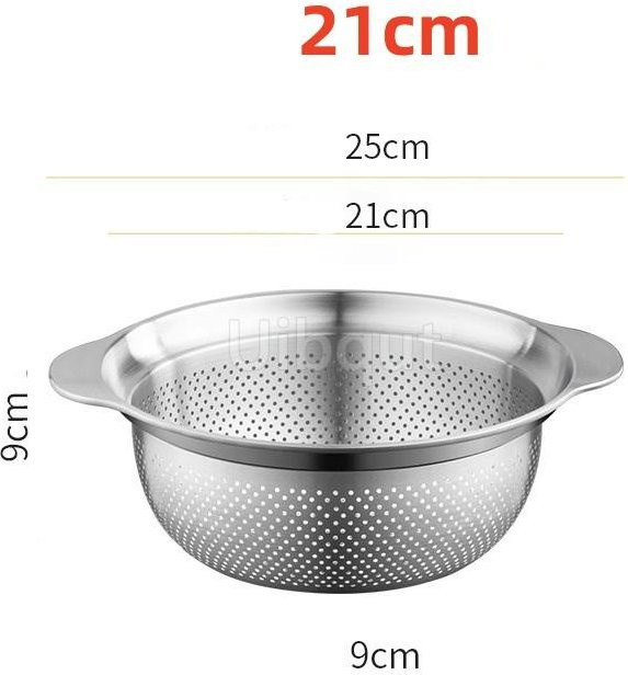 Yiran Furniture Abtropfkorb aus Edelstahl für Gemüse und Obst, rund, weiß/silber - Bild 1