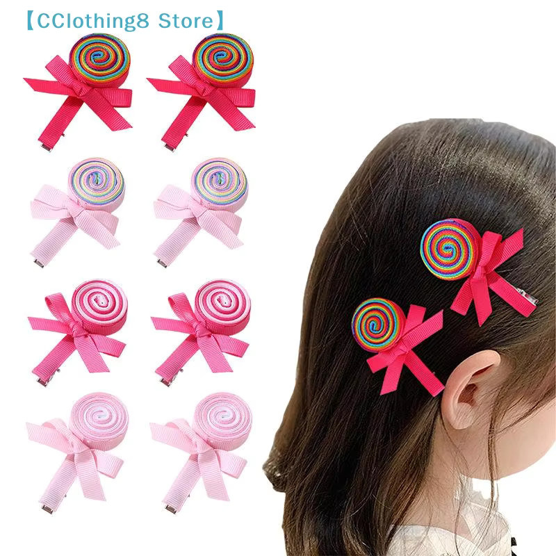 2 Stück Lollipop-Haarspangen mit Schleife und Bonbon-Motiv, Kinder - Bild 3