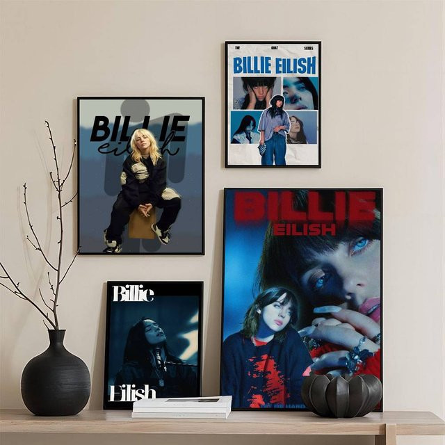 Retro Filmplakat Aufkleber Billie Eilish Kraftpapier Wanddekoration Braun Multicolour 10 x 15 cm - Bild 1