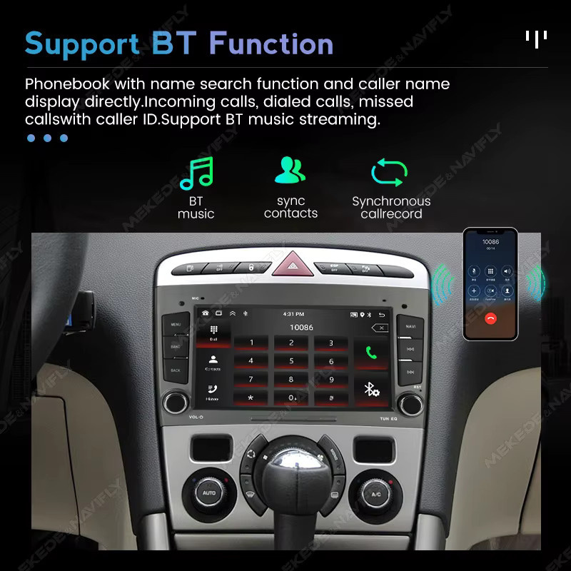 MEKEDE Wireless CarPlay Android Auto Autoradio für Peugeot 308 408 in Schwarz und Grau - Bild 3