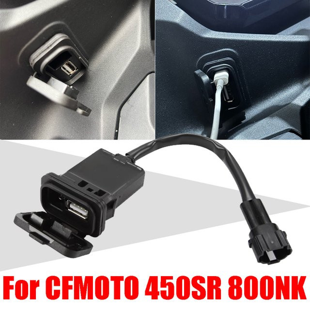 CFMOTO USB Typ-C Power Transfer Interface Buchse für 450SR 450SS 800NK in Schwarz - Bild 1