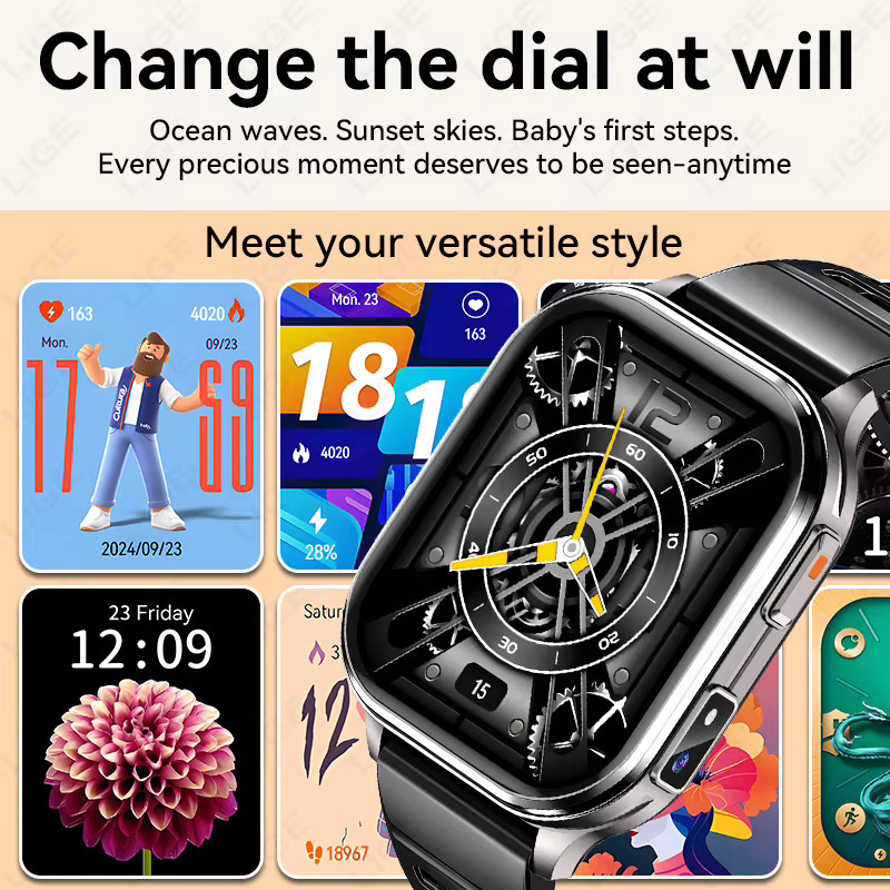 LIGE Smartwatch, Edelstahl, Schwarz, Unisex, Wasserdicht - Bild 6