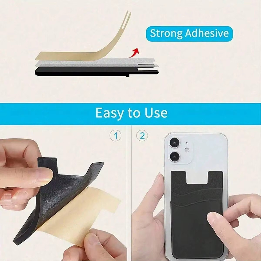 Universeller Silikon-Aufkleber für Telefonkartenhalter als selbstklebende Kartenhülle für Bankkarten, Buskarten oder ID-Karten in Blau, 1-teilig - Bild 2