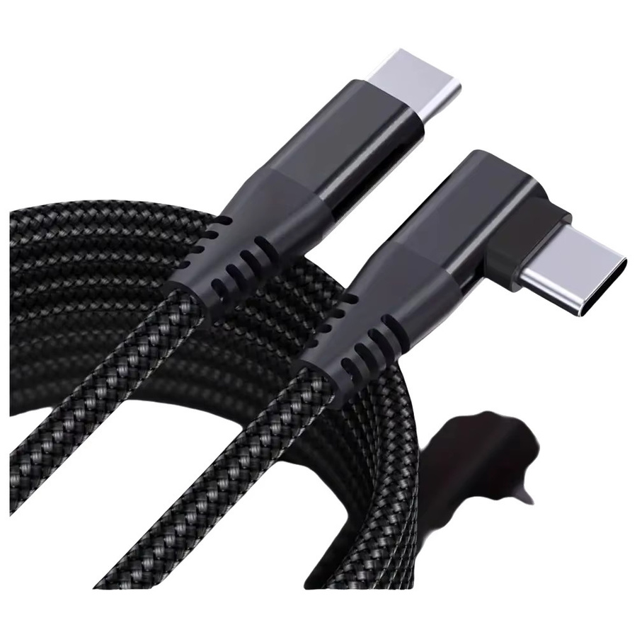 LAIHONEN USB-C zu C Datenkabel mit 90 Grad Winkel, 60W PD Schnellladung und Nylon-Ummantelung, Schwarz oder Grau - Bild 7