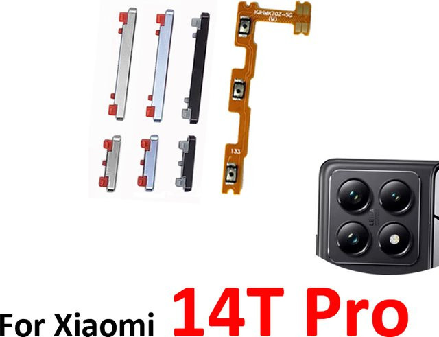 Xiaomi MI 14T Pro Telefon-Ein/Aus- und Lautstärketasten mit internem Flexkabel in Schwarz - Bild 1