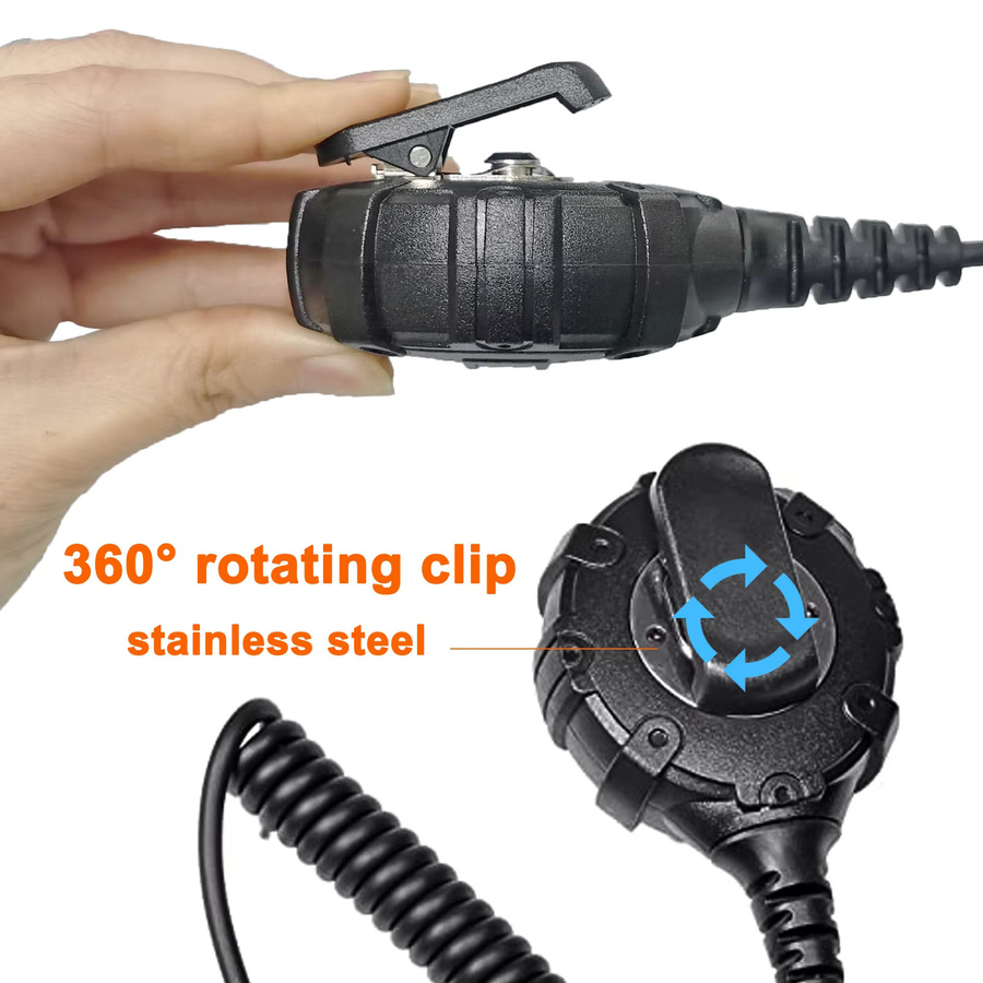 Motorola Schultermikrofon mit Push-to-Talk für XPR und APX Walkie Talkies in Schwarz - Bild 4