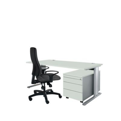 Schäfer Shop Pure Planova Basic Schreibtisch und Rollcontainer für dein Büro in Lichtgrau und Weißalu - Bild 2