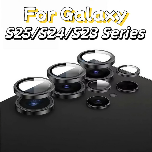 Samsung Kameraobjektivschutz aus gehärtetem Glas für Galaxy S25 S24 S23 Ultra Plus S22 in Transparent Rot - Bild 1