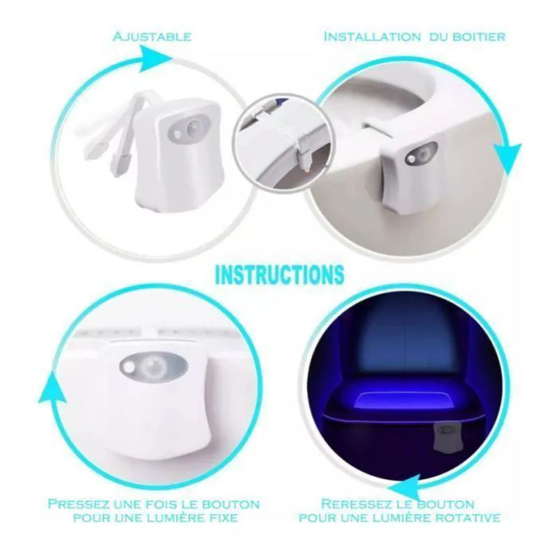 AUTREMENT LED Nachtlicht für WC und Badezimmer mit Bewegungssensor, 8 Farben, Design Contemporain, Weiß - Bild 2