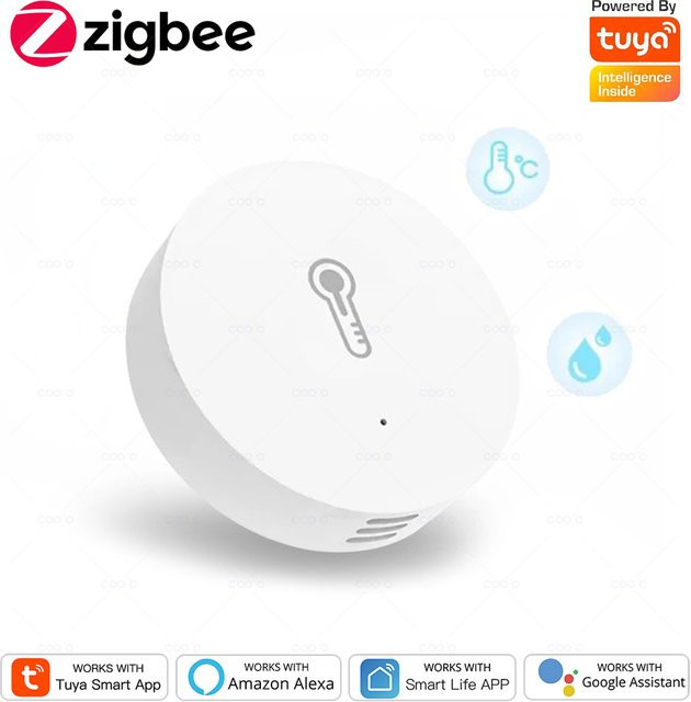 Tuya Smart Zigbee Temperatur- und Feuchtigkeitssensor in Weiß mit App-Steuerung und Kompatibilität für Alexa und Google Home - Bild 1