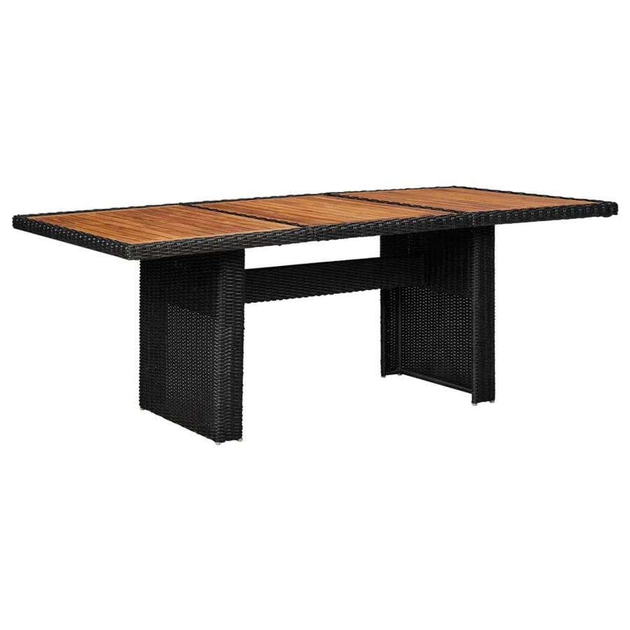 vidaXL Garten-Esstisch aus Poly-Rattan und Akazien-Massivholz in Schwarz, B/T/H: 200 x 100 x 74 cm - Bild 2