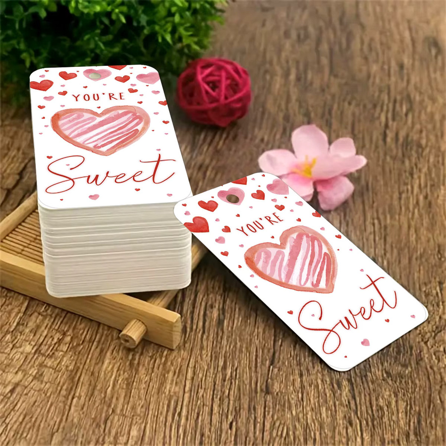 50 Stück You're Sweet Herzanhänger aus Papier in Weiß als romantische Liebesnachrichtenkarten für Valentinstag, Hochzeit und Jahrestag - Bild 3