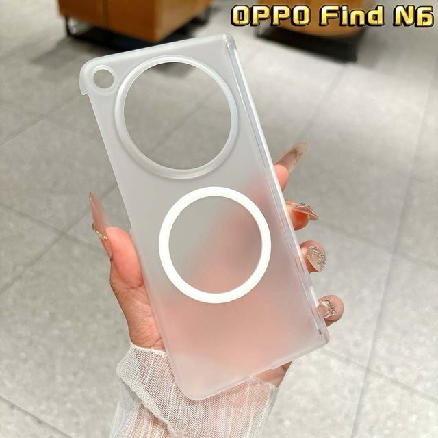 Ultradünne magnetische Scharnier-Schutzhülle für Oppo Find N6, kompatibel mit MagSafe, mattierte transparente Hartschale aus PC, faltbare Handyhülle in Schwarz - Bild 1
