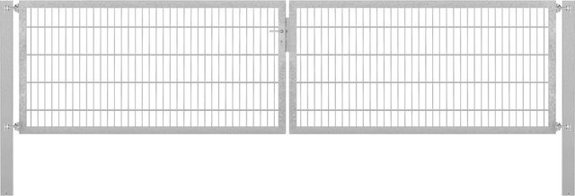 Doppeltor Flexo Plus aus Stahl in Grau, Breite: 400 cm, Tiefe: 100 cm, Pfosten B/T/H: 100 x 100 x 100 cm, feuerverzinkt - Bild 1
