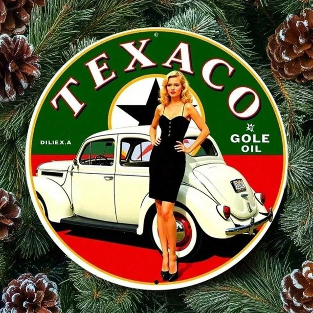 CIFBUY Texaco Vintage Metall-Rundschild aus Aluminium, wetterfeste Wanddekoration in Multicolour, Durchmesser: 20 cm - Bild 1