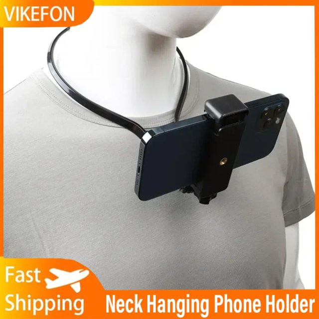 VIKEFON Tragbare Hals-Halterung für Smartphone und Actionkameras in Schwarz, ideal für iPhone, Samsung, Xiaomi und GoPro 7/8/9/10 zur First-Person-Perspektive im Outdoor-Bereich - Bild 1