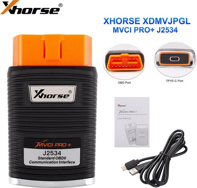 Xhorse MVCI PRO+ J2534 Diagnose-Programmierkabel in Schwarz für Multi Vehicle Protocol (Benz, Volvo, VW, Ford, Toyota, Honda) - Bild 1