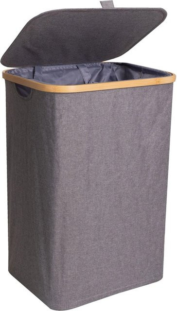 osoltus Wäschesortierer Nelson 1-Fach Wäschekorb aus Bambus in Grau, Breite: 60 cm - Bild 1