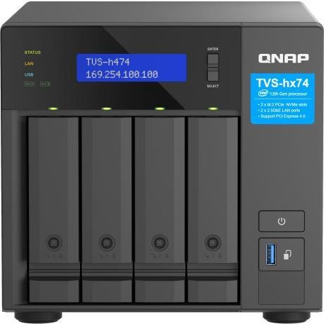 QNAP NAS-Server TVS-H474-PT in Schwarz mit 4.0 SATA 6Gb/s, RAID 0, 5, 6, 10, JBOD und iSCSI Support - Bild 1