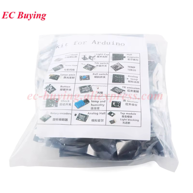 EC Buying 37-in-1 Sensoren-Module Starter-Kit mit Box für Arduino, Raspberry Pi, STM32, ESP32 und Mikrocontroller, Multicolor - Bild 2