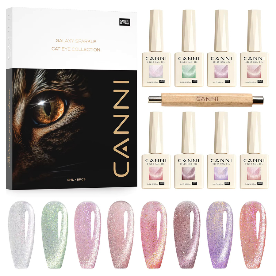 CANNI VIP Kit Nagelgel, Crystal Cat Eye, 9 ml, 8 Stück - Bild 2