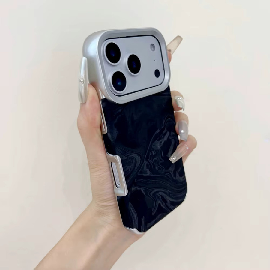 Glänzende TPU Handyhülle mit Wellen-Design für Apple iPhone 16 15 14 13 12 Pro Max Plus in Blau und Schwarz - Bild 1