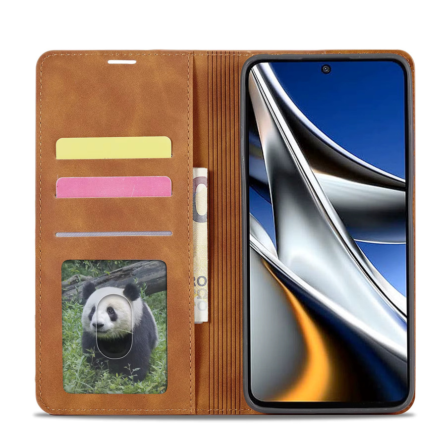 Leder Flip Brieftasche Case für Xiaomi Mi Poco Modelle in Braun mit Kartenfächern - Bild 1