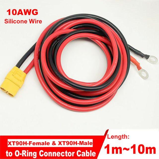 bytebattle XT90 zu O-Ring Verbindungskabel aus 10 AWG Silikondraht für Lithium-Polymer-Batterien, Länge: 1 m bis 10 m - Bild 1