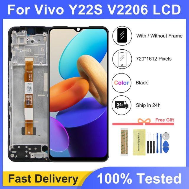 Vivo Y22 V2207 LCD Display mit Rahmen und Touchscreen Digitizer Ersatzteil in Schwarz für Vivo Y22s V2206 6.55 Zoll - Bild 1