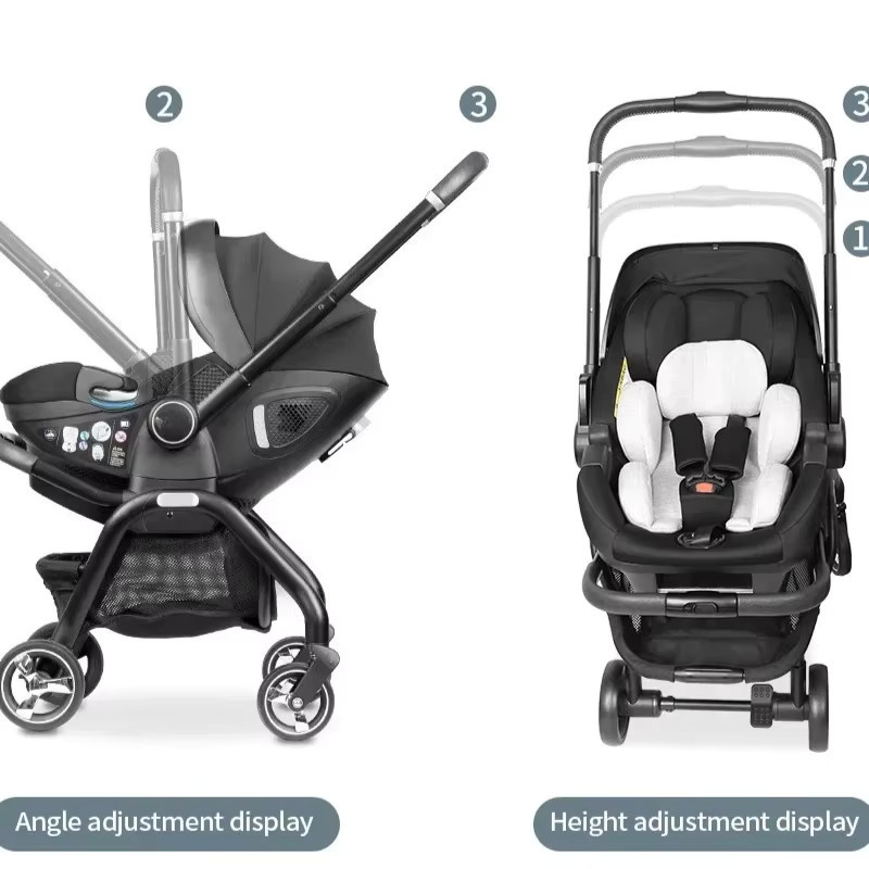 LUVCHAIN Multifunktionaler Neugeborenen-Schlafkorb und tragbarer Vierrad-Kinderwagen in Schwarz und Weiß - Bild 2