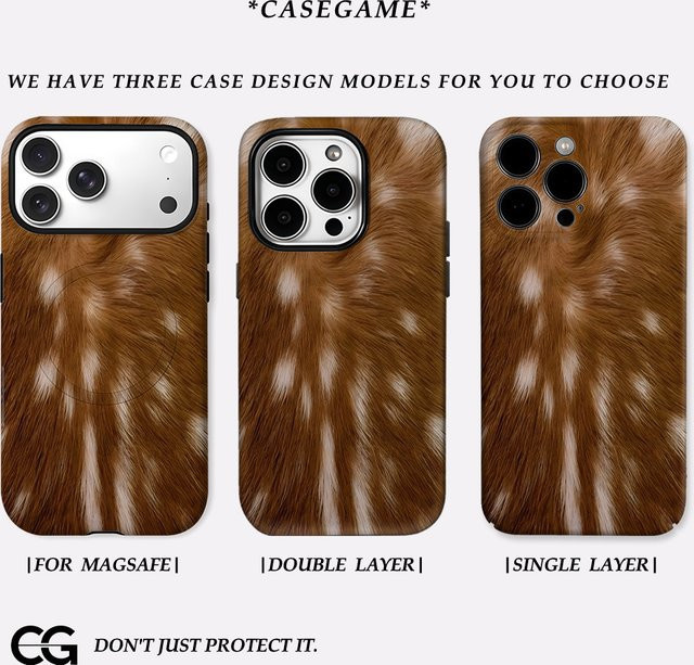 Potdemiel Handyhülle Amber Fur Streak für iPhone 17 16 15 14 13 12 11 Pro Max Plus in Braun mit doppelschichtiger Rückseite - Bild 1
