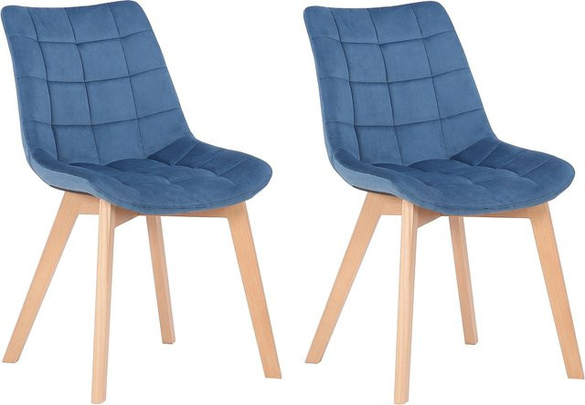 CLP 2er-Set Esszimmerstühle Passaic aus Samt, modern und ergonomisch gepolstert mit Steppung - Bild 1