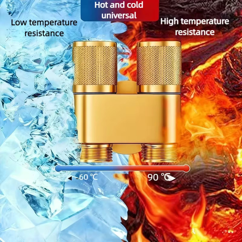 YANKE Doppelkontroll-Wasserhahn mit 2 Ausgängen in Gold für Badezimmer und Waschmaschinenanschluss - Bild 5