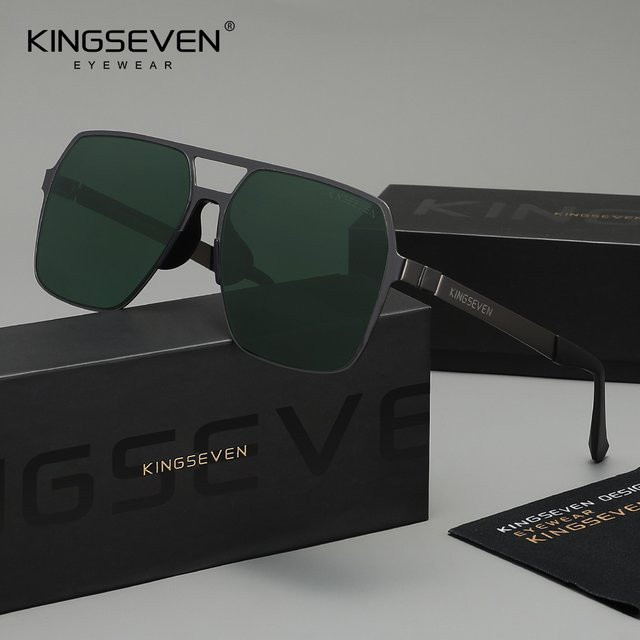KINGSEVEN Sonnenbrille Square, Herren, Vollrand, Metall, polarisiert - Bild 1