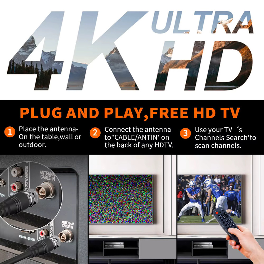YUNYINMING Hochleistungs-Rundstrahlantenne für den Innenbereich, universelle digitale HDTV-Antenne in Schwarz - Bild 5